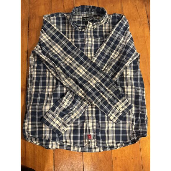 Vintage Abercrombie Fitch Mens Shirt SZ L Blue Muscle Fit - Picture 8 of 10